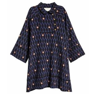 NEW KENZO X H&M BLUE PATTERNED SILK  DRESS